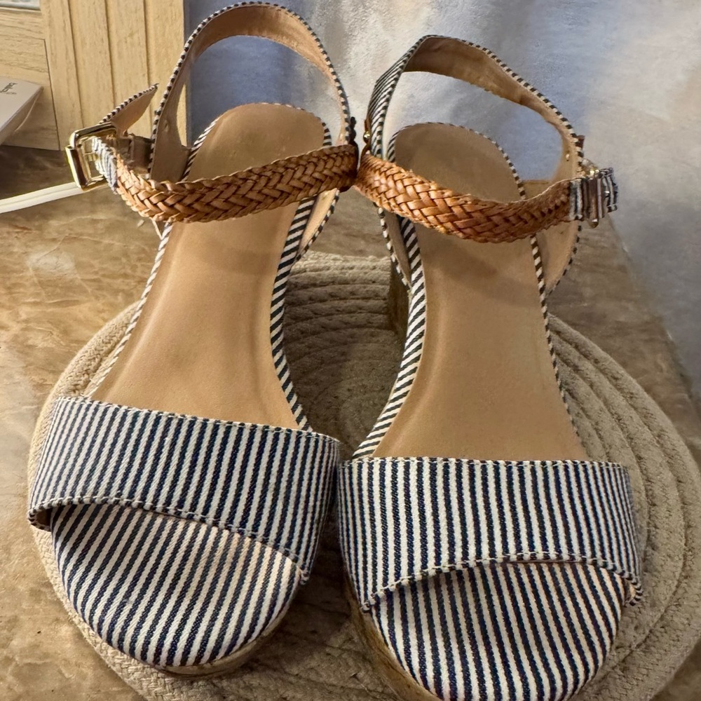 Striped Tan and Black Women's Sandals